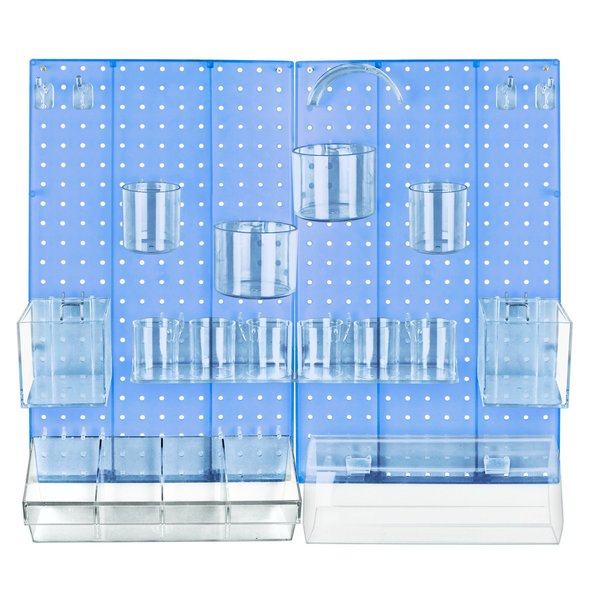Azar Displays 24-Piece Blue Pegboard Organizer Kit with 2 Panels and Accessory 900944-BLU
